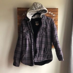 Plaid Fleece Lined Hoodie
